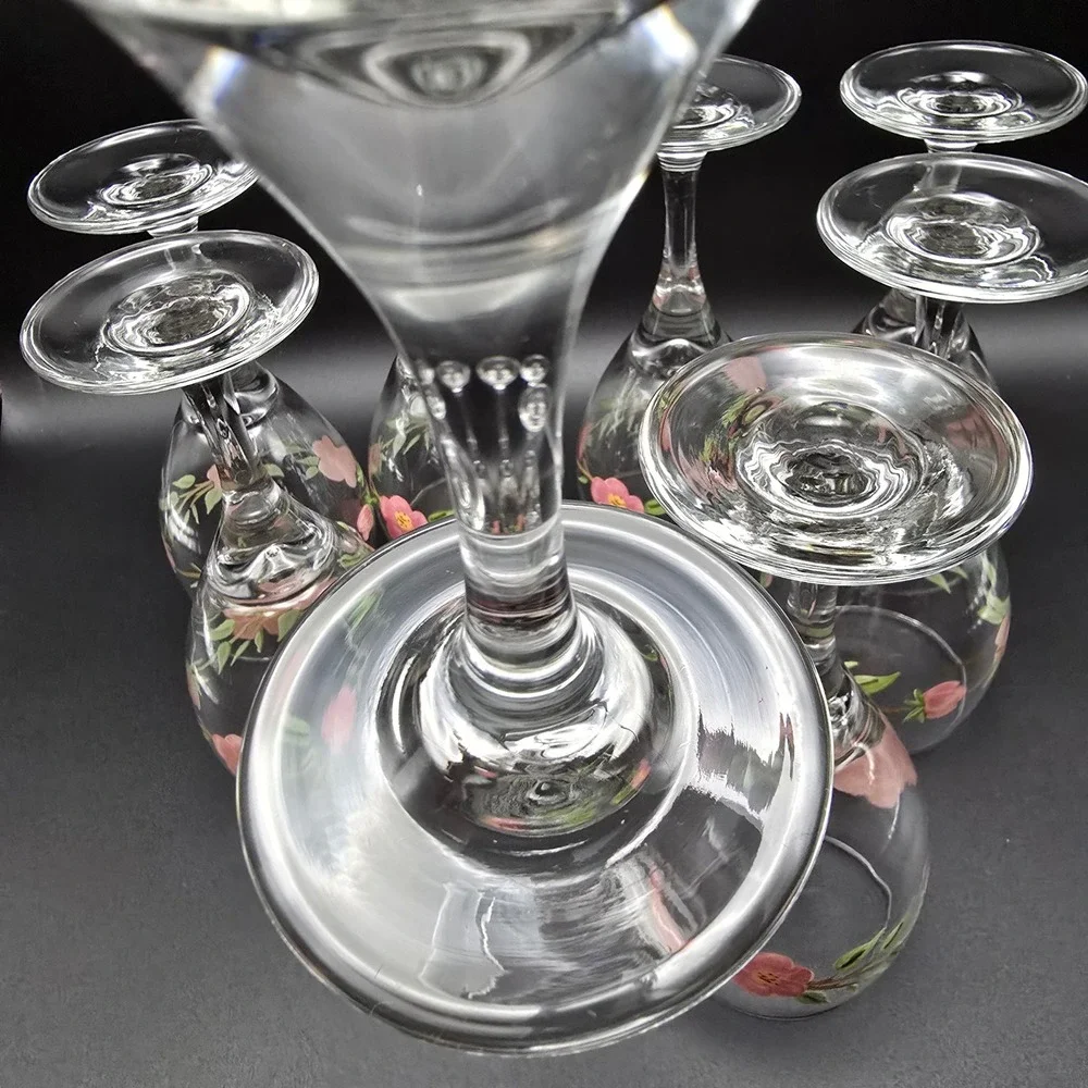 Franciscan Desert Rose Wine Goblets Set of 8 Pink Floral Stemmed Water Glasses